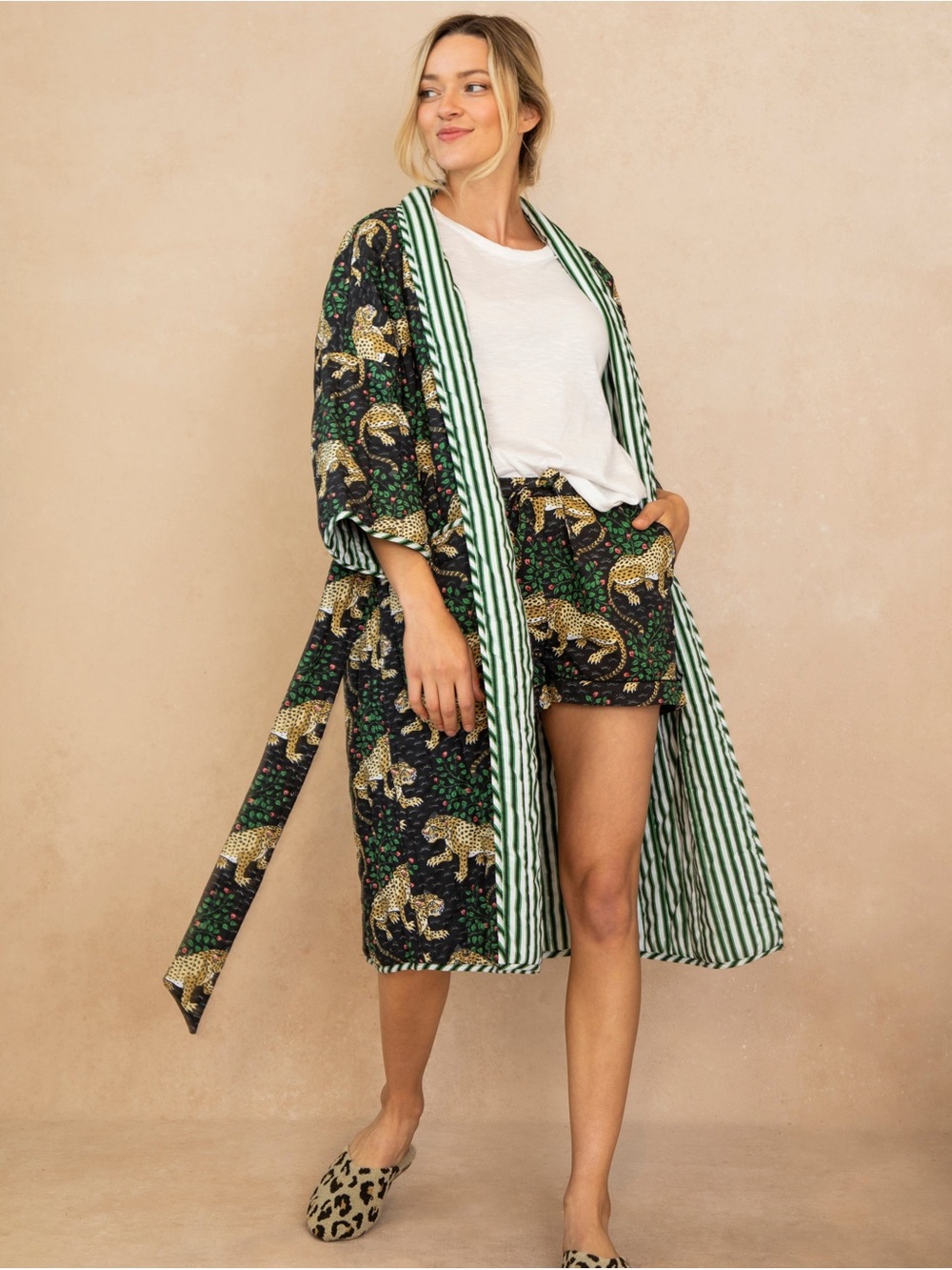 Printfresh Reversible Quilted Robe in Bagheera - S/M